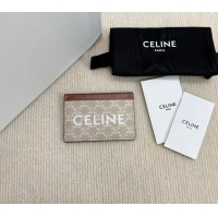Market Sells Celine Card Holder in Triomphe Canvas with CELINE Print 10B702 Beige Grey 2024