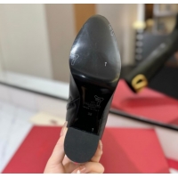 Classic Hot Valentino Maxi-VLogo Heel Ankle Boots 8cm in Calfskin Leather Black VLTN121603 1216026