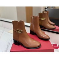 Good Looking Valentino VLogo Heel Ankle Boots 5.5cm in Calfskin and Canvas Brown VLTN121605 1216033