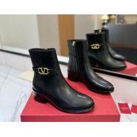Best Grade Valentino VLogo Heel High Boots 5.5cm in Calfskin Leather Black VLTN121605 1216038