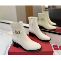 Classic Hot Valentino VLogo Heel High Boots 5.5cm in Calfskin Leather White VLTN121605 1216039