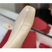 Good Looking Valentino VLogo Type Heel Ankle Boots 3cm in Stone Embossed Leather White VLTN121606 1216050