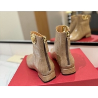 Good Quality Valentino VLogo Type Heel Ankle Boots 3cm in Stone Embossed Leather Beige VLTN121606 1216051