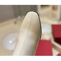 Best Product Valentino VLogo Type Heel Ankle Boots 5cm in Glazed Patent Leather White VLTN121606 1216053