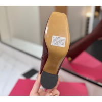 Luxurious Valentino The Bold Edition VLogo Heel High Boots 9cm in Calfskin Leather Dark Burgundy VLTN121607 1216056