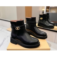 Durable Valentino VLogo Locker Heel Ankle Boots 4cm in Calfskin Leather Black VLTN121608 1216058
