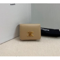 Cheapest Celine Triomphe Compact Wallet in Shiny Calfskin 10K623 Beige 2024