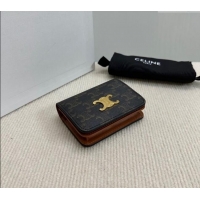 Spot Bulk Celine Triomphe Canvas Compact Wallet 10K622 Brown 2024