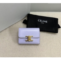 Buy Discount Celine Triomphe Compact Wallet with Coin in Shiny Calfskin 10I653 Lavender Purple 2024