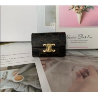 Fashion Discount Celine Triomphe Canvas Compact Wallet with Coin 10I653 2024
