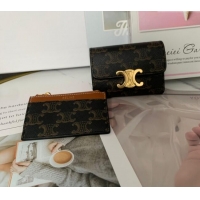 Fashion Discount Celine Triomphe Canvas Compact Wallet with Coin 10I653 2024