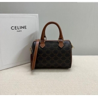 Market Sells Celine Small Boston Bag in Triomphe Canvas and Calfskin 113772 Tan Brown 2024