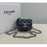 Classic Specials Celine Mini Chain Claude Bag in Triomphe Blue Denim 10L843 2024