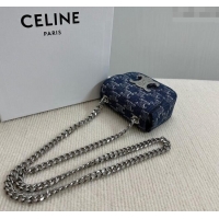 Classic Specials Celine Mini Chain Claude Bag in Triomphe Blue Denim 10L843 2024