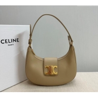 Luxury Discount Celine Ava Triomphe Soft Hobo bag in Smooth Calfskin 114493 Beige 2024