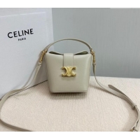Good Product Celine Triomphe Calfskin Mini Bucket bag 10K943 Light Grey 2024