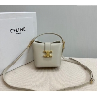 Good Product Celine Triomphe Calfskin Mini Bucket bag 10K943 Light Grey 2024