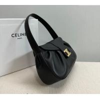 Famous Brand Celine Medium Polly Hobo Bag in Supple Calfskin 115633 Black 2024