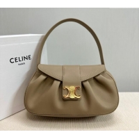 Good Taste Celine Medium Polly Hobo Bag in Supple Calfskin 115633 Sepia Brown 2024