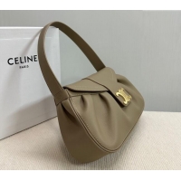 Good Taste Celine Medium Polly Hobo Bag in Supple Calfskin 115633 Sepia Brown 2024