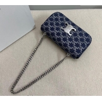 Top Design Celine Chain Shoulder Bag Claude in Denim with Triomphe All-Over C115202 2024