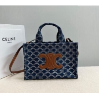 Classic Specials Celine Small Cabas Thais Tote Bag in Denim with Triomphe All-over 199162 2024