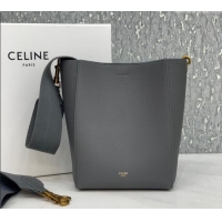 Buy Cheap Celine Seau Sangle Small Bucket Bag in Supple Grained Calfskin 2088 Grey 2024