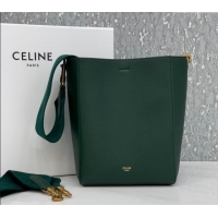 Buy Fashionable Celine Seau Sangle Small Bucket Bag in Supple Grained Calfskin 2088 Green 2024