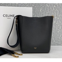 Best Price Celine Seau Sangle Small Bucket Bag in Supple Grained Calfskin 2088 Black 2024