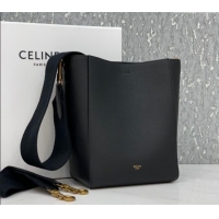 Best Price Celine Seau Sangle Small Bucket Bag in Supple Grained Calfskin 2088 Black 2024