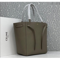 Top Grade Celine Cabas Phantom Small Tote Bag in Supple Grained Calfskin 180544 Sage Grey 2024