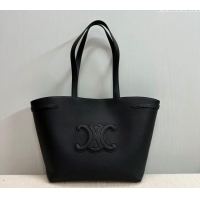 Top Grade Celine Medium Cabas Anais Tote Bag Cuir Triomphe in Grained Calfskin 116853 Black 2024