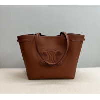 Grade Quality Celine Medium Cabas Anais Tote Bag Cuir Triomphe in Grained Calfskin 116853 Brown 2024