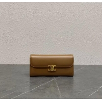 Grade Quality Celine Triomphe Large Wallet in Shiny Calfskin 100312 Brown 2024 Top