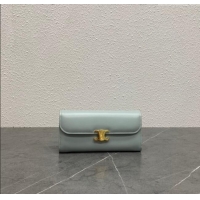 Buy New Cheap Celine Triomphe Large Wallet in Shiny Calfskin 100312 Blue 2024 Top