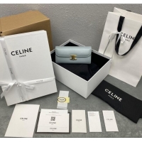 Buy New Cheap Celine Triomphe Large Wallet in Shiny Calfskin 100312 Blue 2024 Top