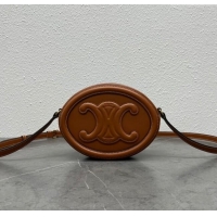 Shop Grade Celine TRIOMPHE Oval Bag in Smooth Calfskin 198604 Brown 2024 Top