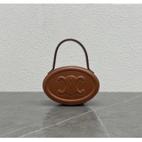 Well Crafted Celine TRIOMPHE Oval Top Handle Bag in Smooth Calfskin 198613 Brown 2024 Top