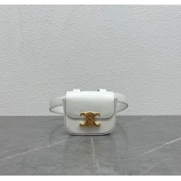 Buy New Cheap Celine Belt Bag Triomphe Belt in Shiny Calfskin 101555 White 2024 Top