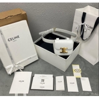 Buy New Cheap Celine Belt Bag Triomphe Belt in Shiny Calfskin 101555 White 2024 Top