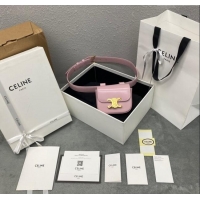 Grade Quality Celine Belt Bag Triomphe Belt in Shiny Calfskin 101555 Pink 2024 Top