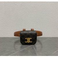 Classic Specials Celine Belt Bag Triomphe Belt in Triomphe Canvas and Calfskin 101555 Tan 2024 Top