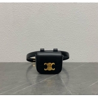 Original Cheap Celine Belt Bag Triomphe Belt in Shiny Calfskin 101555 Black 2024 Top