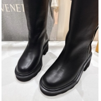 Best Price Louis Vuitton LV Beaubourg Flat High Boots in Grained Leather with Zip 1AICEH Black 1021088