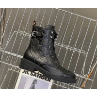 Best Grade Louis Vuitton Citizen Flat Ranger Ankle Boots with Buckle in Monogram Leather Black 1AIUQN 1021090