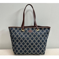 Original Cheap Celine Vintage Triomphe Denim Tote Bag with Studs 101272 2024