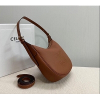 Fashion Cheap Celine Small Heloise Hobo Bag in Supple Calfskin 117253 Brown 2024