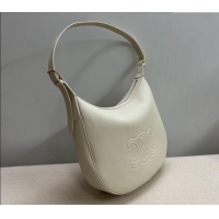 Original Cheap Celine Medium Heloise Hobo Bag in Supple Calfskin 114713 White 2024