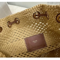 Buy Classic Celine Clara Bucket bag in Straw-Effect 117862 2024