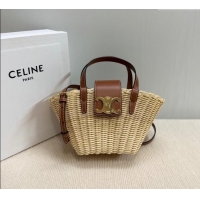 Cheapest Celine Teen Couffin Basket Bag in Wicker and Calfskin 116572 2024